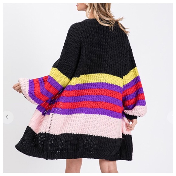 Boho chic sweater knit striped oversized cardigan - Picture 4 of 4